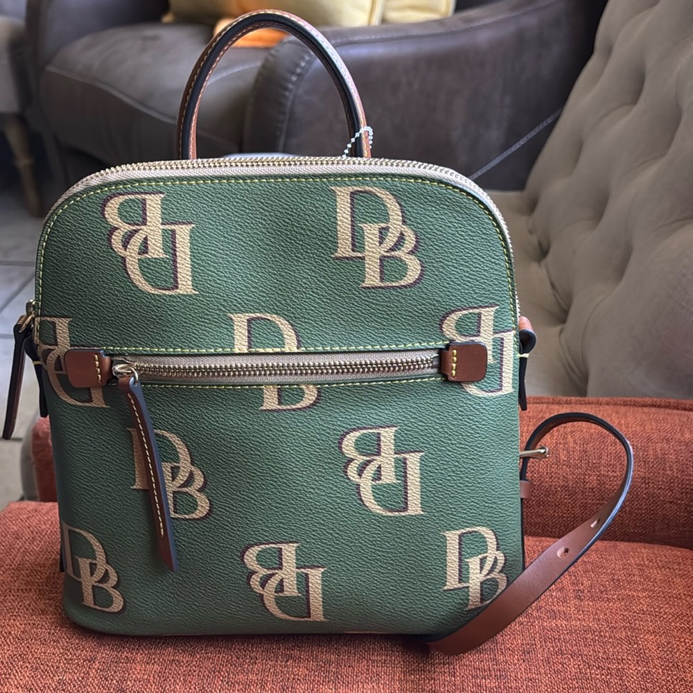 NWOT 278 Dooney & Bourke signature monogram small avocado backpack